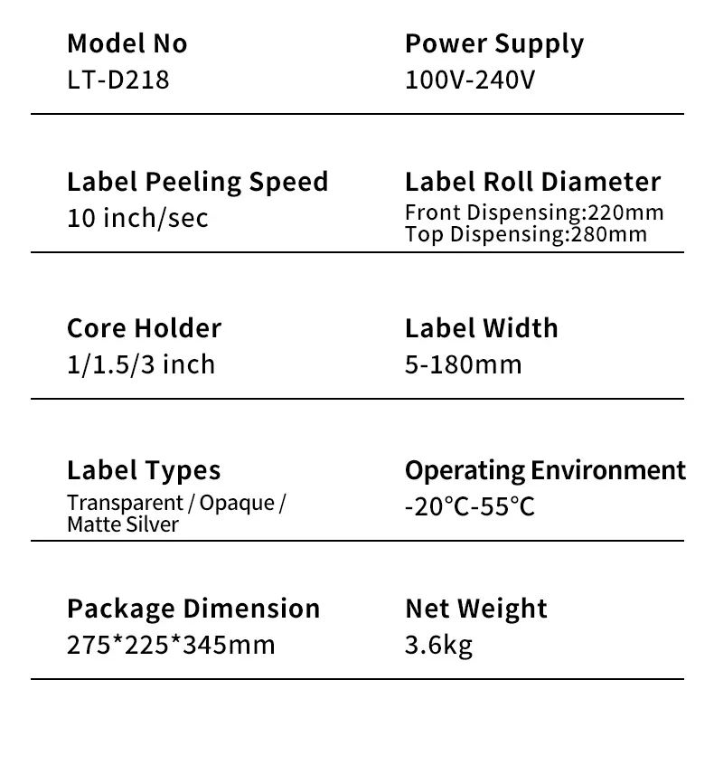 D218 Automatic Label Dispenser